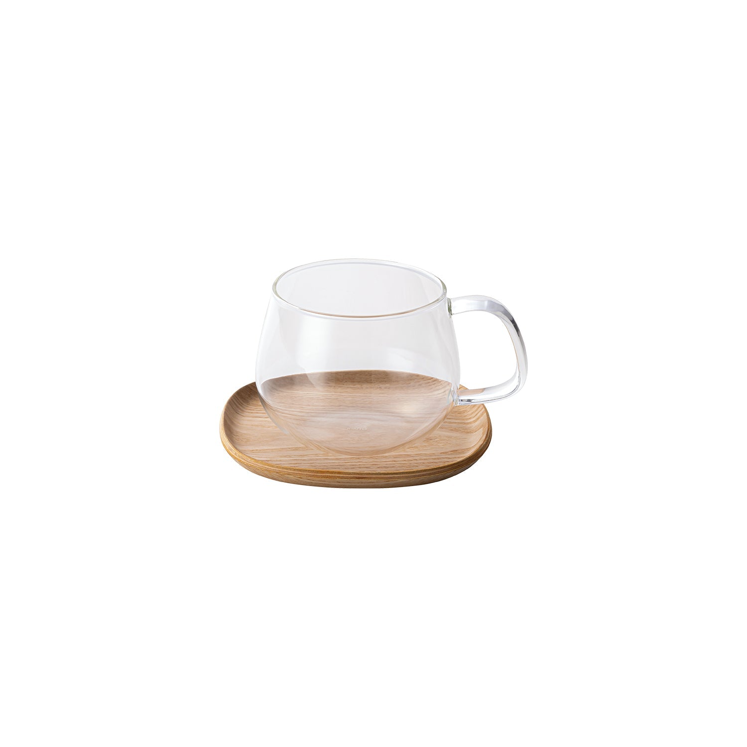 Tasse en verre et soucoupe en saule 125 mm