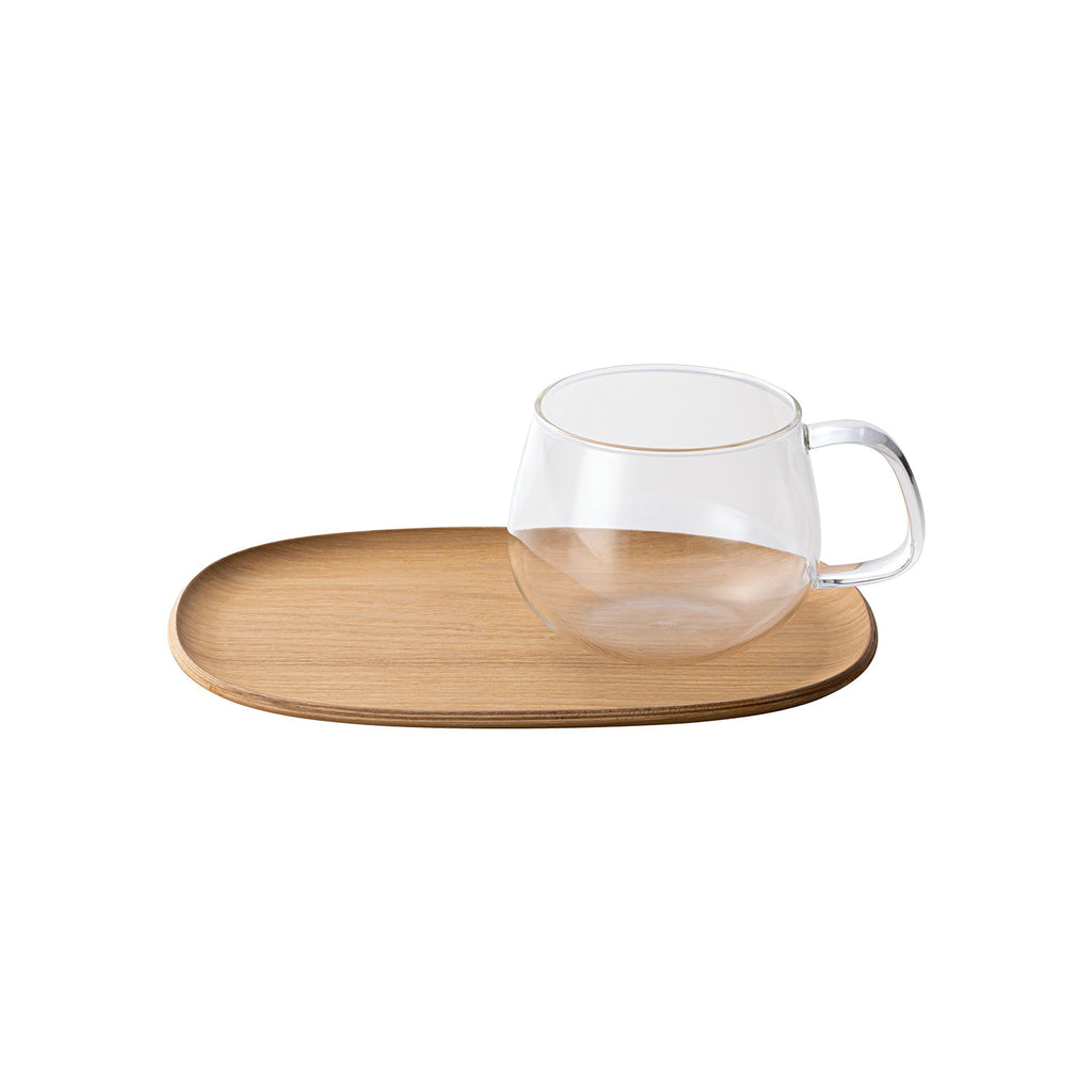 Gobelet en verre et plateau en saule 210 mm