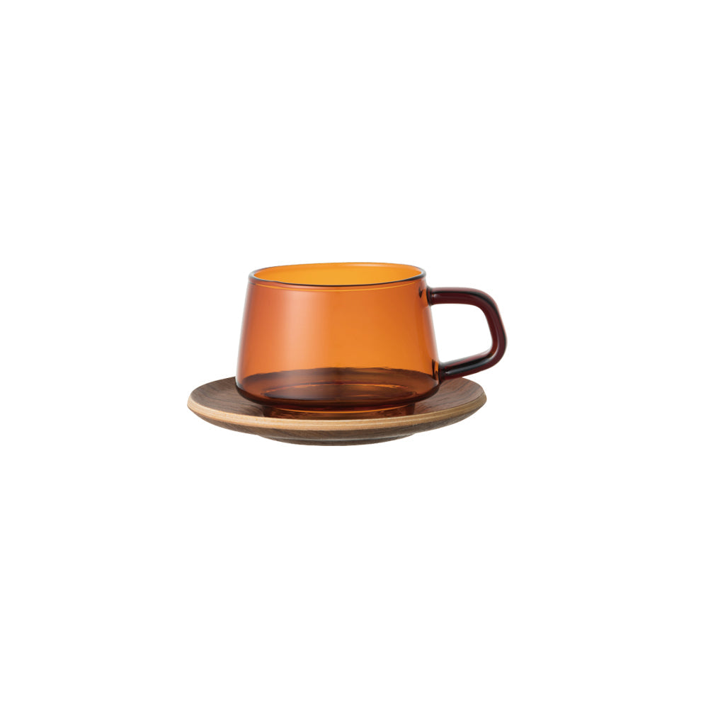 Tasse en verre ambré et soucoupe antidérapante 270ml