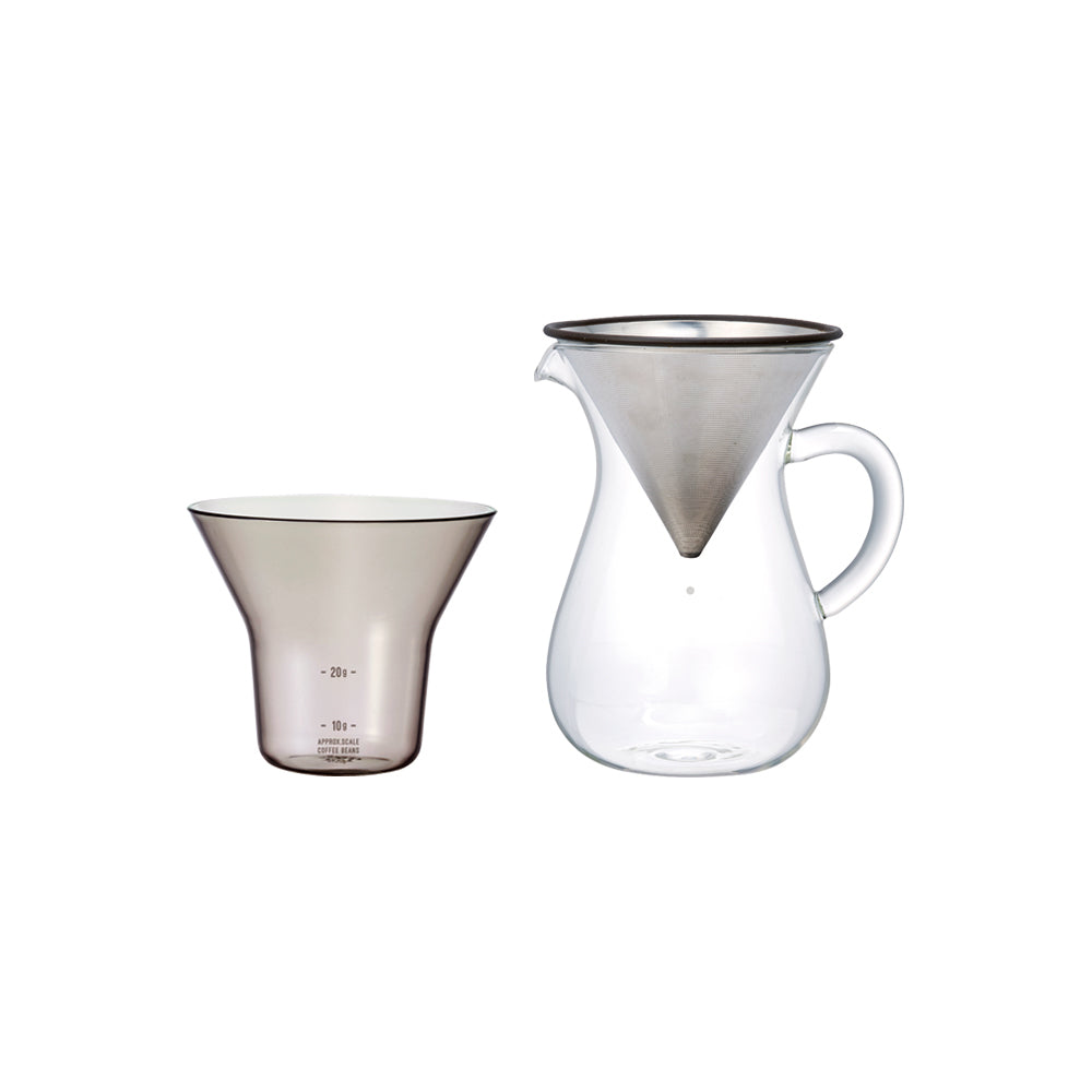 Service de cafetière à verseur 2 tasses avec filtre en acier inoxydable (B)