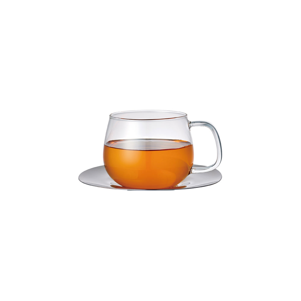 Tasse en verre et soucoupe en acier inoxydable 350 ml
