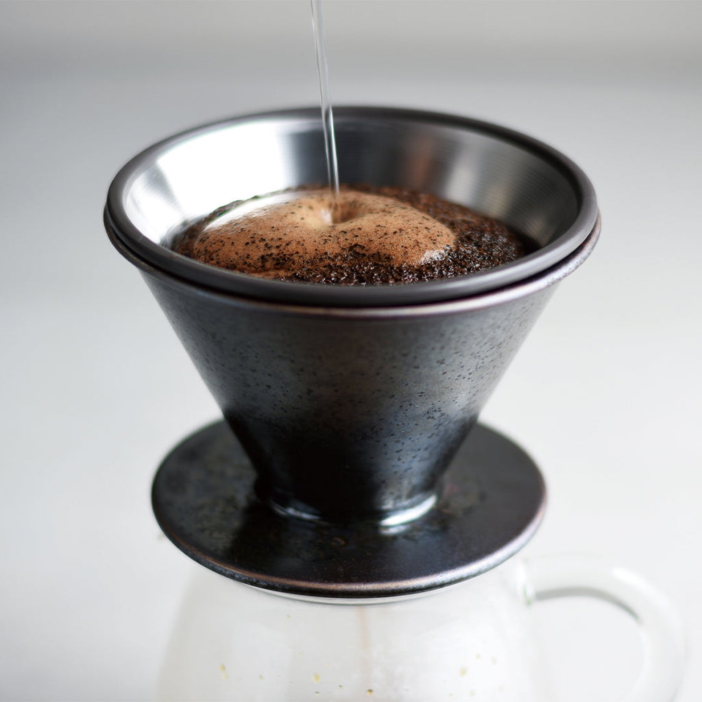 Verseuse pour café filtre en porcelaine spécialisée 2 tasses glaçage métallique