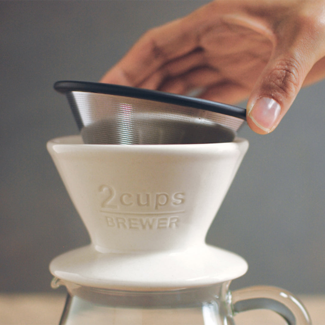 Verseuse à café manuelle 2 tasses en porcelaine