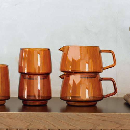 Verseuse à café en verre ambré 2 tasses