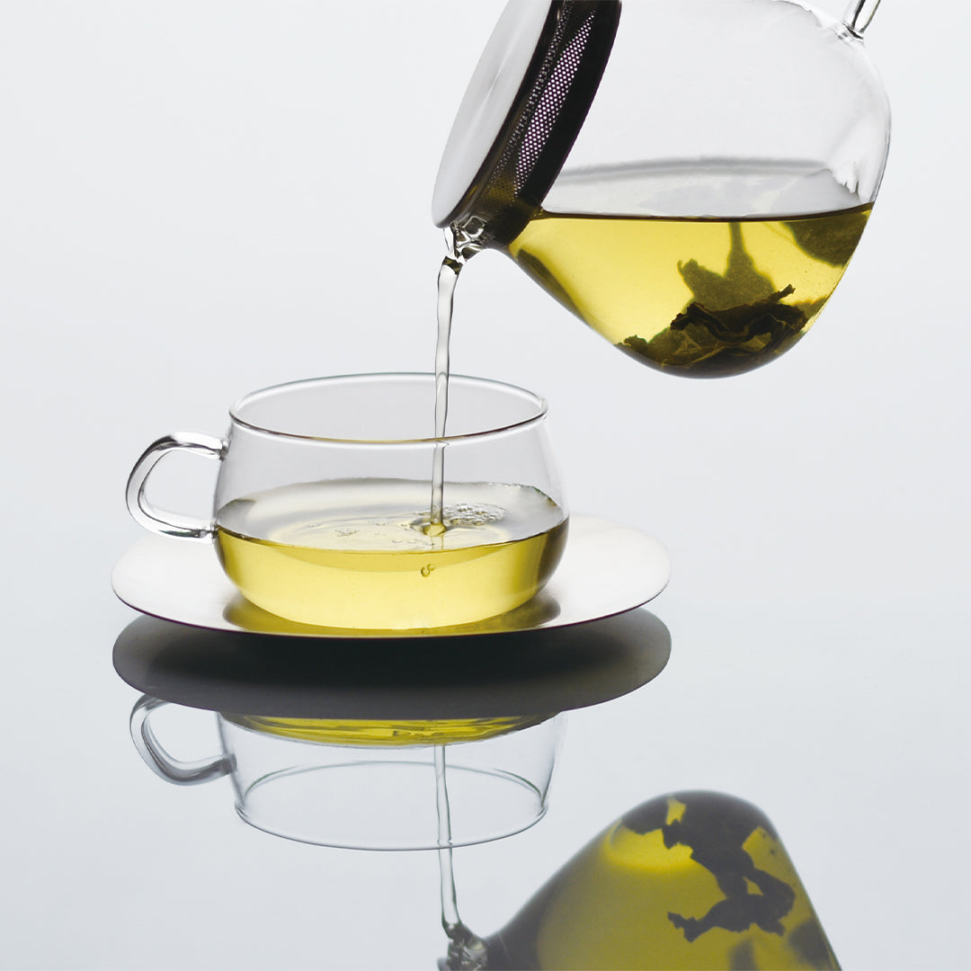 Tasse en verre et soucoupe en acier inoxydable 230 ml